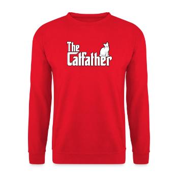 Catfather Katzen Papa Cat Dad süßer Katzenhalter - Unisex Pullover - Rot - Vorne - Alina (178cm) & Michal (187cm)