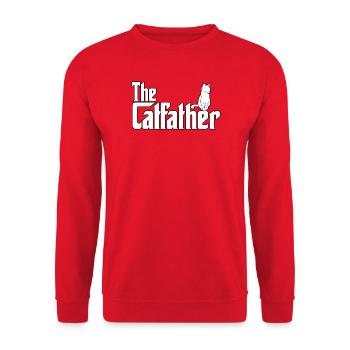 The Catfather Mafioso Katze Catfather Katzen Papa  - Unisex Pullover - Rot - Vorne - Alina (178cm) & Michal (187cm)