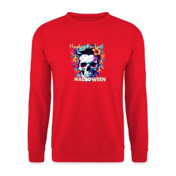 Happy Rockin Halloween – Rockabilly Skull - Unisex Pullover - Rot - Vorne - Alina (178cm) & Michal (187cm)