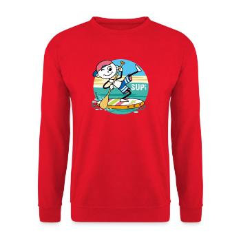 SUP - Supi! Strichel mit Stand Up Paddle. - Unisex Pullover - Rot - Vorne - Alina (178cm) & Michal (187cm)