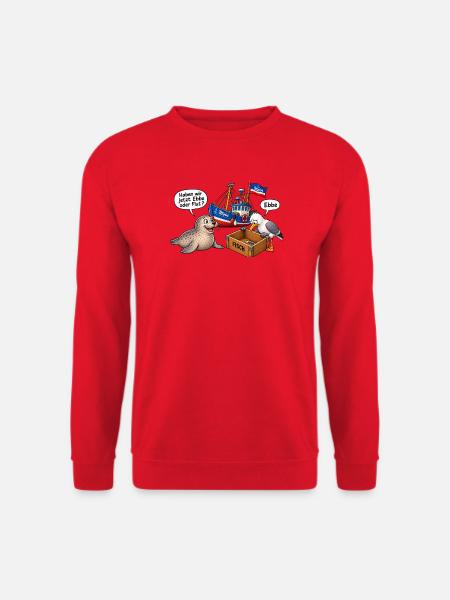 Ebbe oder Flut Hafenhumor - Unisex Pullover - Rot