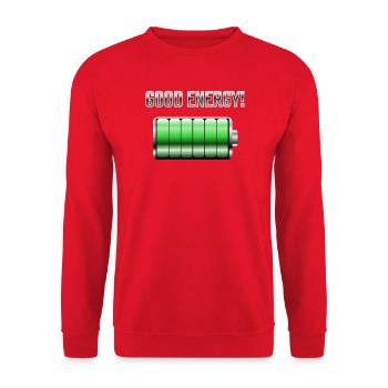 Gute Energie - Unisex Pullover - Rot - Vorne - Alina (178cm) & Michal (187cm)