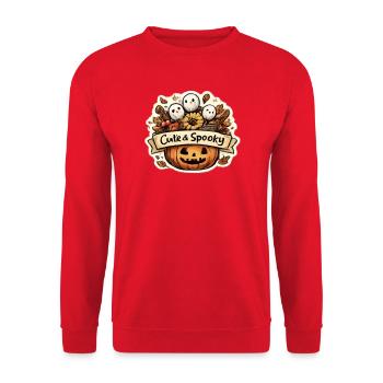 Cute & Spooky Kürbis-Design - Unisex Pullover - Rot - Vorne - Alina (178cm) & Michal (187cm)