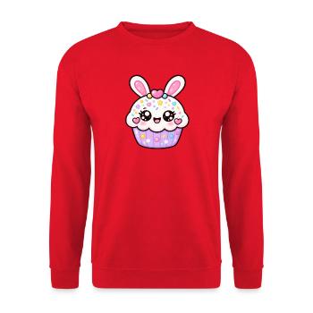 Bunny Cupcake-Streusel - Unisex Pullover - Rot - Vorne - Alina (178cm) & Michal (187cm)