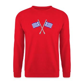 Griechische Flagge - Unisex Pullover - Rot - Vorne - Alina (178cm) & Michal (187cm)
