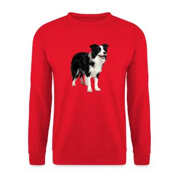 Border Collie Hund Energiegeladen - Unisex Pullover - Rot - Vorne - Alina (178cm) & Michal (187cm)