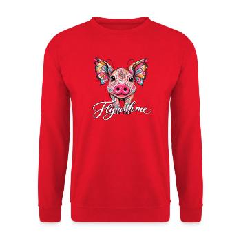 Paisley Pig - Unisex Pullover - Rot - Vorne - Alina (178cm) & Michal (187cm)
