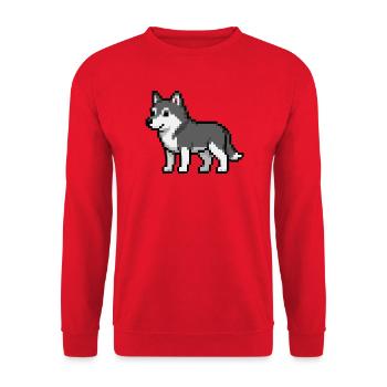 Pixel Wolf - Unisex Pullover - Rot - Vorne - Alina (178cm) & Michal (187cm)