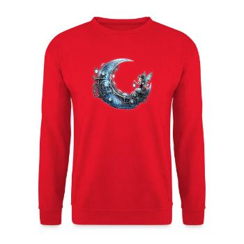 Uhrwerk-Mond mit Feenlaterne - Unisex Pullover - Rot - Vorne - Alina (178cm) & Michal (187cm)