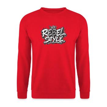 REBEL STYLE – Graffiti Urban Art Schwarz und Weiß - Unisex Pullover - Rot - Vorne - Alina (178cm) & Michal (187cm)