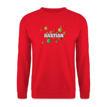 Bastian als Vorname - Unisex Pullover - Rot - Vorne - Alina (178cm) & Michal (187cm)