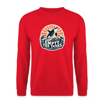 Orca Schutz – Empty the Tanks - Unisex Pullover - Rot - Vorne - Alina (178cm) & Michal (187cm)