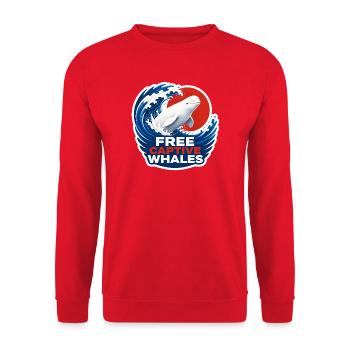 Beluga – Gefangene Wale befreien - Unisex Pullover - Rot - Vorne - Alina (178cm) & Michal (187cm)