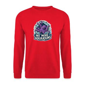 Oktopus – Keine Aquarien mehr - Unisex Pullover - Rot - Vorne - Alina (178cm) & Michal (187cm)