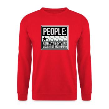 People Absolute Nightmare 1 Stern Review Logo Text - Unisex Pullover - Rot - Vorne - Alina (178cm) & Michal (187cm)
