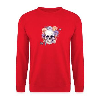 Skull Flower - Unisex Pullover - Rot - Vorne - Alina (178cm) & Michal (187cm)