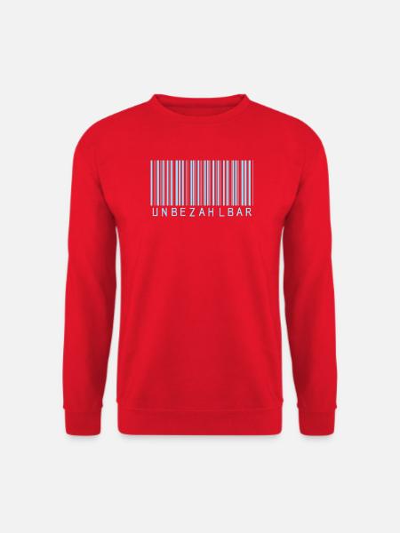 Barcode Hellblau "UNBEZAHLBAR" - Unisex Pullover - Rot
