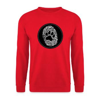 Hund Pfote Mensch FIngerabdruck - Unisex Pullover - Rot - Vorne - Alina (178cm) & Michal (187cm)