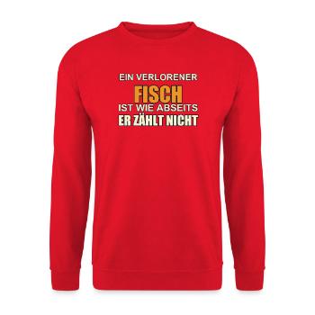 Ein verlorener Fisch ist wie Abseits - Unisex Pullover - Rot - Vorne - Alina (178cm) & Michal (187cm)