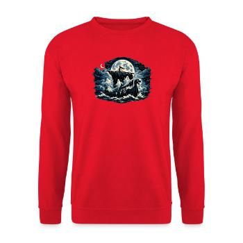 Mondnacht Geisterschiff - Unisex Pullover - Rot - Vorne - Alina (178cm) & Michal (187cm)