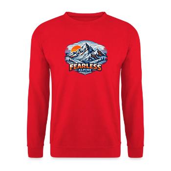 Furchtlos Alpenpanorama - Unisex Pullover - Rot - Vorne - Alina (178cm) & Michal (187cm)
