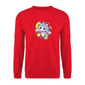 Astral Kawaii Pastell-Einhorn - Unisex Pullover - Rot - Vorne - Alina (178cm) & Michal (187cm)