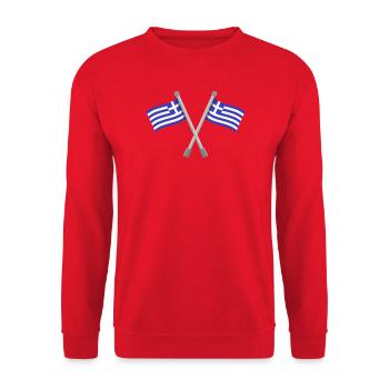 Griechische Flagge - Unisex Pullover - Rot - Vorne - Alina (178cm) & Michal (187cm)