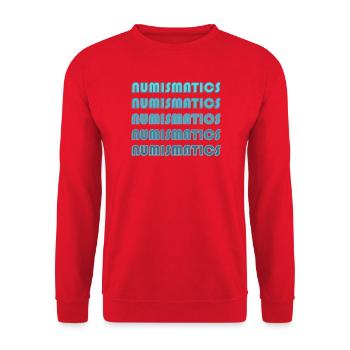 Münzsammler - Unisex Pullover - Rot - Vorne - Alina (178cm) & Michal (187cm)