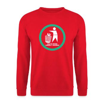 Gegen Rechts - Halte deine Umwelt sauber - FCK NZS - Unisex Pullover - Rot - Vorne - Alina (178cm) & Michal (187cm)