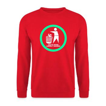 Gegen Rechts - Halte deine Umwelt sauber - FCK NZS - Unisex Pullover - Rot - Vorne - Alina (178cm) & Michal (187cm)