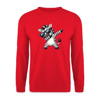 Zebra Dab Cool Sommer Cartoon - Unisex Pullover - Rot - Vorne - Alina (178cm) & Michal (187cm)