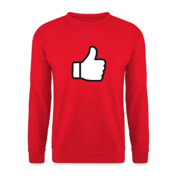 Daumen hoch wie ein Symbol - Unisex Pullover - Rot - Vorne - Alina (178cm) & Michal (187cm)