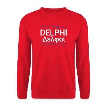 Delphi Griechenland zeichen  - Unisex Pullover - Rot - Vorne - Alina (178cm) & Michal (187cm)