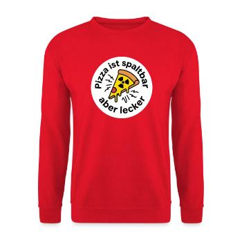 Pizza Spaltbar Physik Chemie Kernphysik T-Shirt - Unisex Pullover - Rot - Vorne - Alina (178cm) & Michal (187cm)