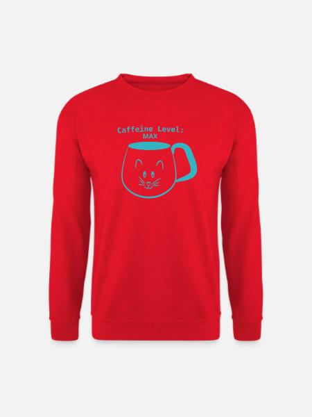 Teal Katzenbecher Koffein-Level MAX-Grafik - Unisex Pullover - Rot