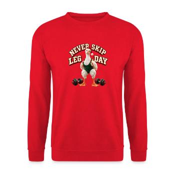 Never Skip Leg Day Duck - Unisex Pullover - Rot - Vorne - Alina (178cm) & Michal (187cm)