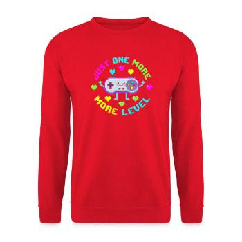 Retro Pixel Controller Level - Just one more level - Unisex Pullover - Rot - Vorne - Alina (178cm) & Michal (187cm)