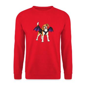 Beagle-Riemen an einem Paar Fledermausflügel - Unisex Pullover - Rot - Vorne - Alina (178cm) & Michal (187cm)