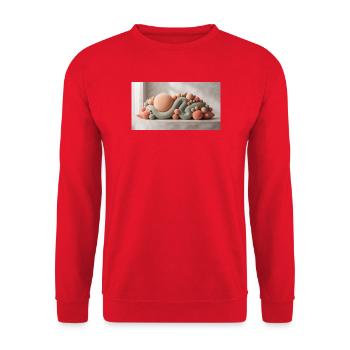 Abstract sculptural composition with soft velvet - Unisex Pullover - Rot - Vorne - Alina (178cm) & Michal (187cm)