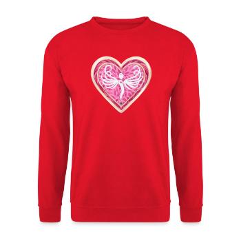 SeelenBlüten LiebesEngel - Sonja von Staden - Unisex Pullover - Rot - Vorne - Alina (178cm) & Michal (187cm)
