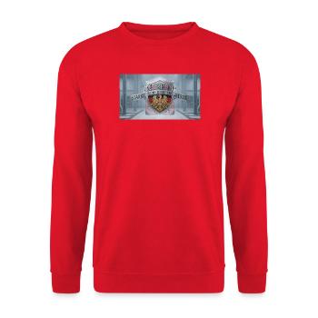 Deutschland Schildadler Motiv - Unisex Pullover - Rot - Vorne - Alina (178cm) & Michal (187cm)