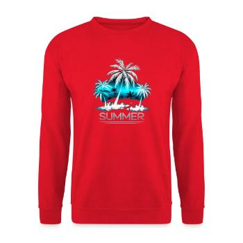 Neon Palm Summer Glow - Unisex Pullover - Rot - Vorne - Alina (178cm) & Michal (187cm)