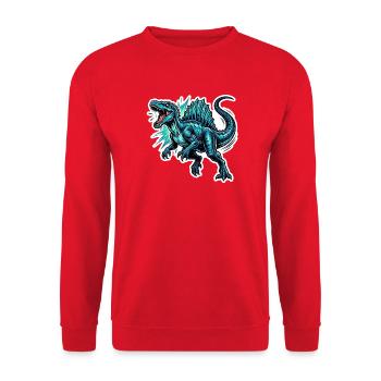 Blauer Spinosaurus - Unisex Pullover - Rot - Vorne - Alina (178cm) & Michal (187cm)
