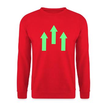 Dreifache grüne Aufwärts Pfeile - Unisex Pullover - Rot - Vorne - Alina (178cm) & Michal (187cm)