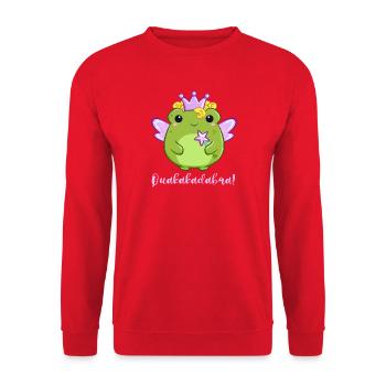 Fee Frosch mit Zauberstab Flügeln und Krönchen  - Unisex Pullover - Rot - Vorne - Alina (178cm) & Michal (187cm)