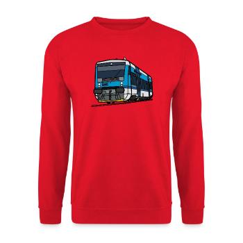 Train RegioSpider CD 841 – Linienzeichnung - Unisex Pullover - Rot - Vorne - Alina (178cm) & Michal (187cm)