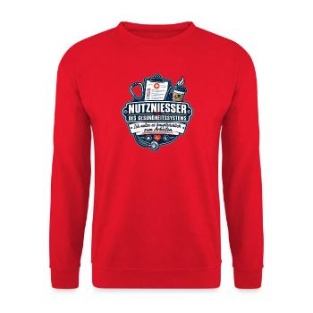 Nutznießer des Gesundheitssystems - Unisex Pullover - Rot - Vorne - Alina (178cm) & Michal (187cm)