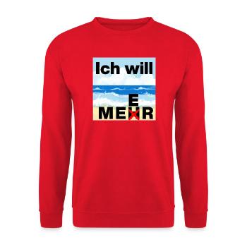 ICH WILL MEER, MEHR BRAUCHE ICH NICHT, MEERLIEBE - Unisex Pullover - Rot - Vorne - Alina (178cm) & Michal (187cm)