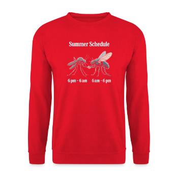 Mücke Fliege Summer Schedule Mückenstich Mücken - Unisex Pullover - Rot - Vorne - Alina (178cm) & Michal (187cm)