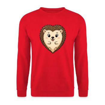 Kuscheliger Igel Herzchendesign - Unisex Pullover - Rot - Vorne - Alina (178cm) & Michal (187cm)